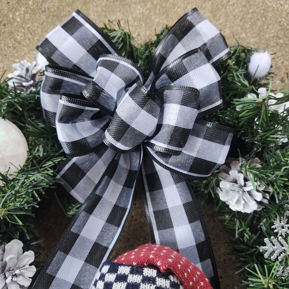 Buffalo Plaid Penguin Christmas Wreath - Picture 3 of 9